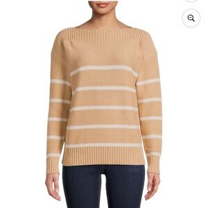 Time&Tru • NWT stripe tan sweater (L)